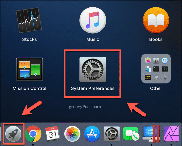 Lansering av systeminnstillinger fra startplaten på macOS
