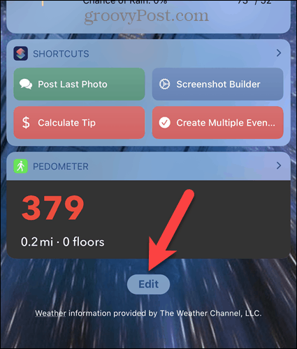 Trykk på Rediger på skjermen iPhone Widgets
