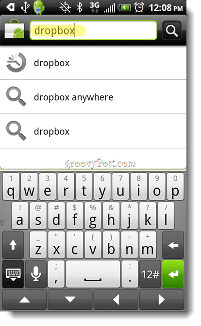 Android Dropbox søkeapp