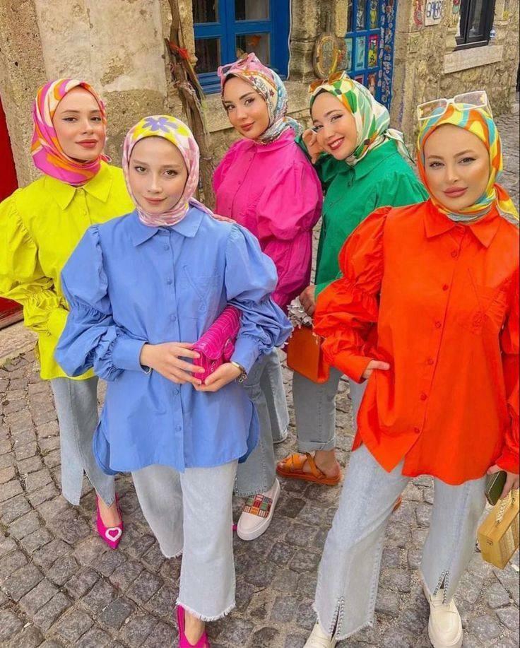 Hijab kontrastfarge mote
