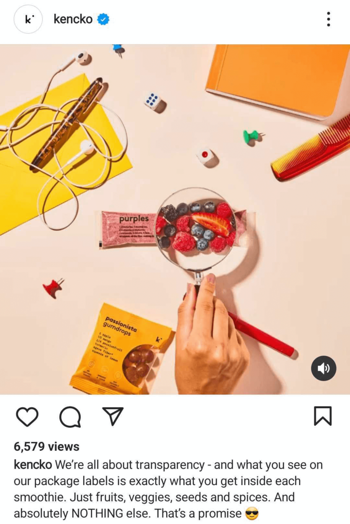 eksempel på Instagram-ruller som deler merkeverdier
