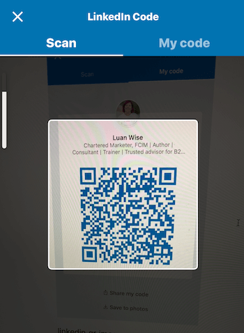 Kodeskjerm på LinkedIn mobilapp