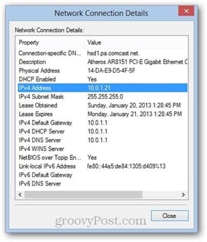 windows 8 media access control (MAC) adresse