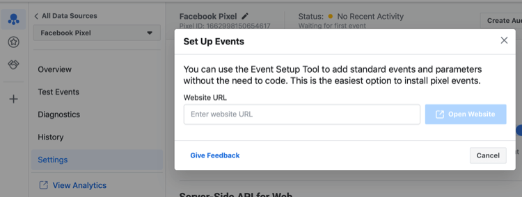 Facebook-hendelsesoppsettverktøy