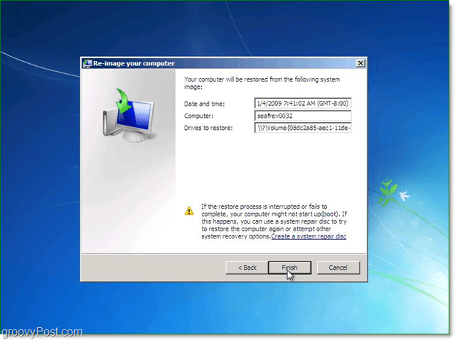 bekreft at Windows 7-systembildet ditt er riktig