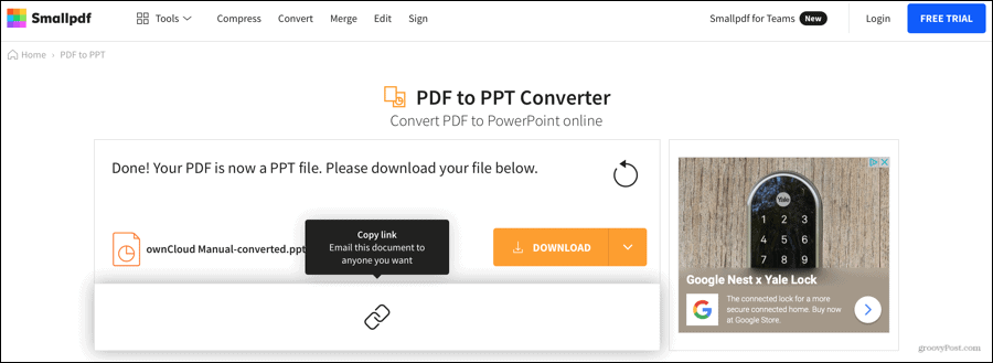 Smallpdf Konvertert PDF til PowerPoint