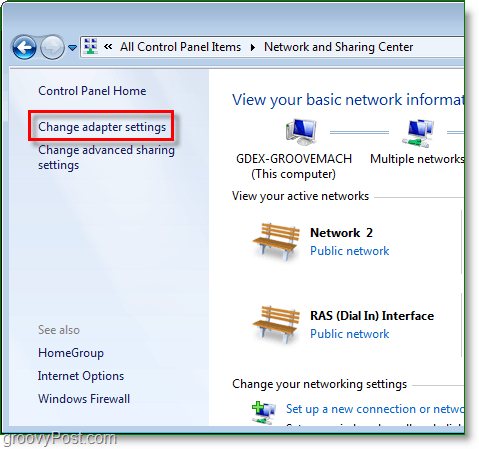 endre innstillinger for nettverkskort i Windows 7