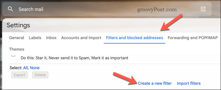 Lag et Gmail-filter