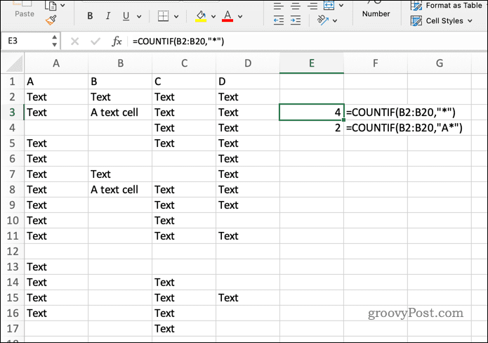 COUNITF-formel i Excel