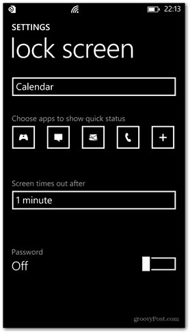 Windows Phone 8 tilpasser passord for låseskjerm av