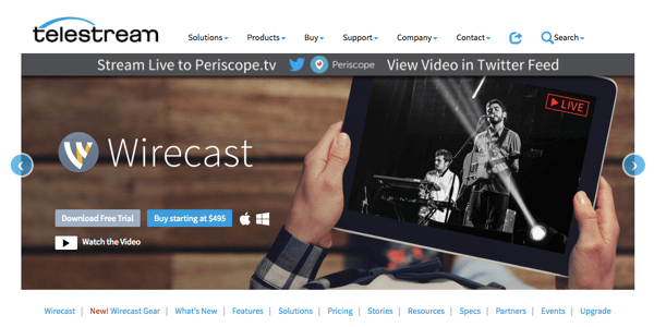 Wirecast lar deg kringkaste til Facebook Live, Periscope og YouTube.