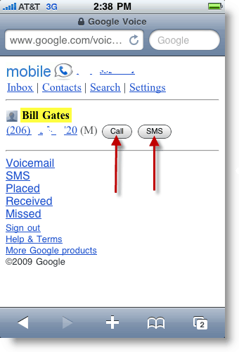 Google Voice Mobile Ringe eller send SMS-melding