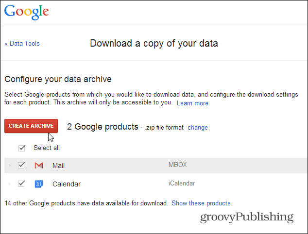 arkivere gmail-data