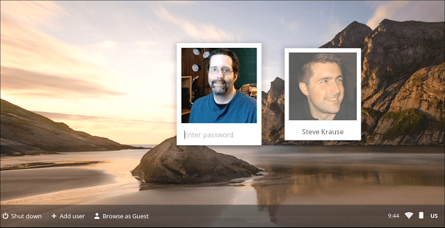 Chromebook påloggingsskjerm