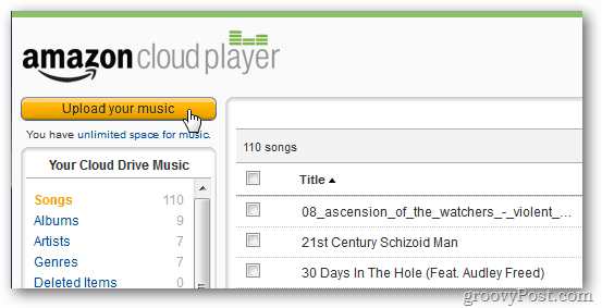 Amazon Cloud Player Last opp musikken din