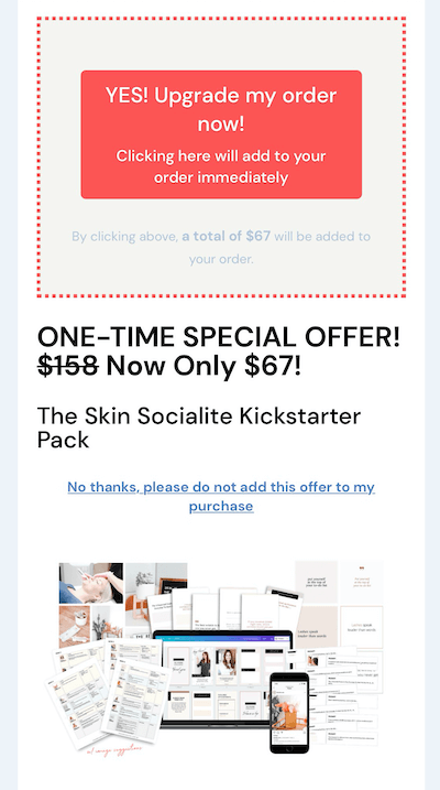 eksempel på et instagram-salgstilbud på $ 67 for kickstarter-pakken
