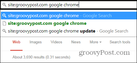 Chrome søker bare ett sted