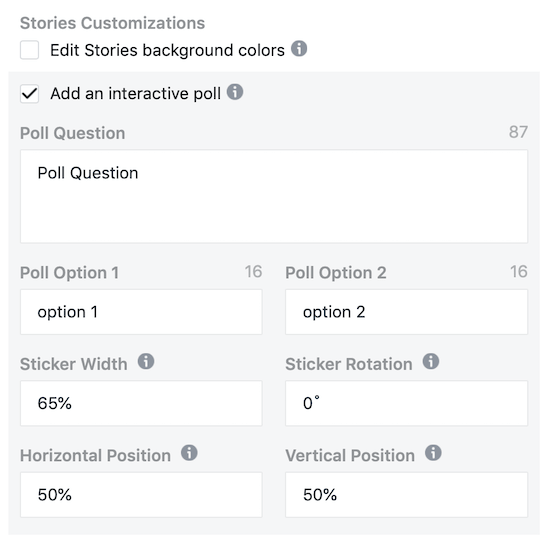 muligheten til å legge til interaktiv avstemning i Instagram Stories-annonsen i Facebook Ads Manager