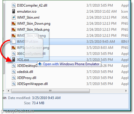 åpne WM70Full.bin-filen med XDE.exe
