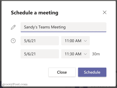 Sett opp et møte i Microsoft Teams for senere