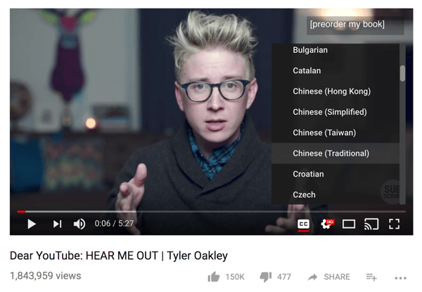 Tyler Oakleys samfunn oversatte en av hans YouTube-videoer til 68 forskjellige språk.
