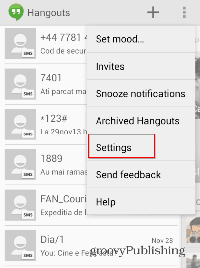 Hangouts SMS