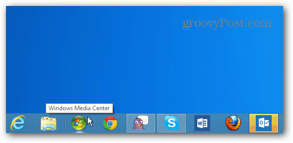 Windows Media Center-ikonet Oppgavelinje