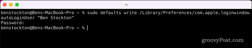 Aktiver automatisk pålogging på Mac ved å bruke Terminal