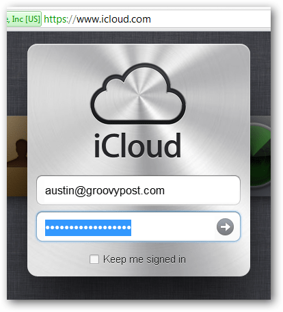 logg inn på icloud.com