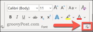 Få tilgang til Font-innstillinger i Word