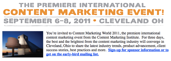 Content Marketing World 2011 inspirerte Mike til å lage en live konferanse.