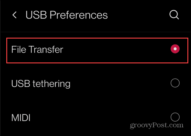 Overfør bilder fra Android til en USB-stasjon