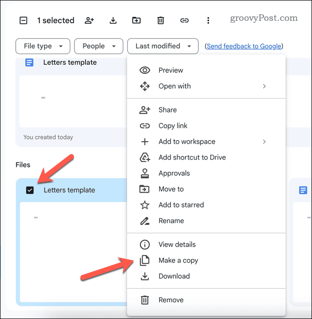 Lage en kopi av et Google Docs-dokument