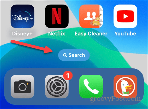 Fjern søkeknappen på iPhone-startskjermen