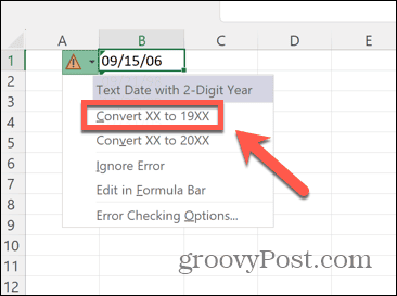Excel konvertere til 1900