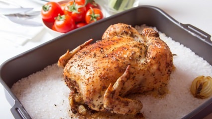 Hvordan koke kylling i salt? 