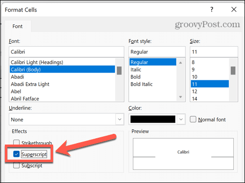 excel hevet tekst