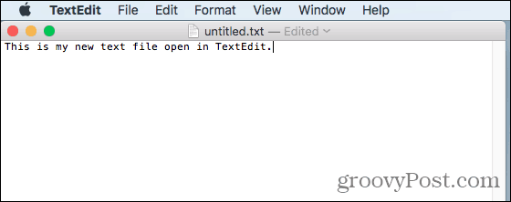 Tekstfil åpen i TextEdit på Mac