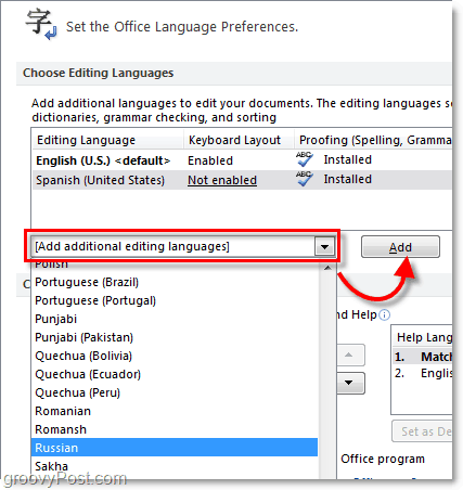 legg til ytterligere Office 2010-språk