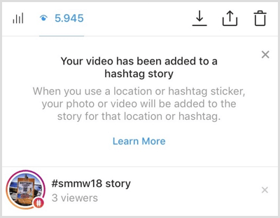 Instagram sender deg et varsel hvis innholdet ditt blir lagt til hashtag-historien.
