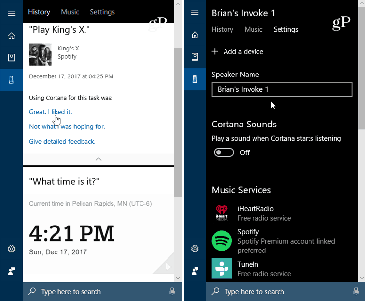 Cortana Windows 10 påkaller innstillinger