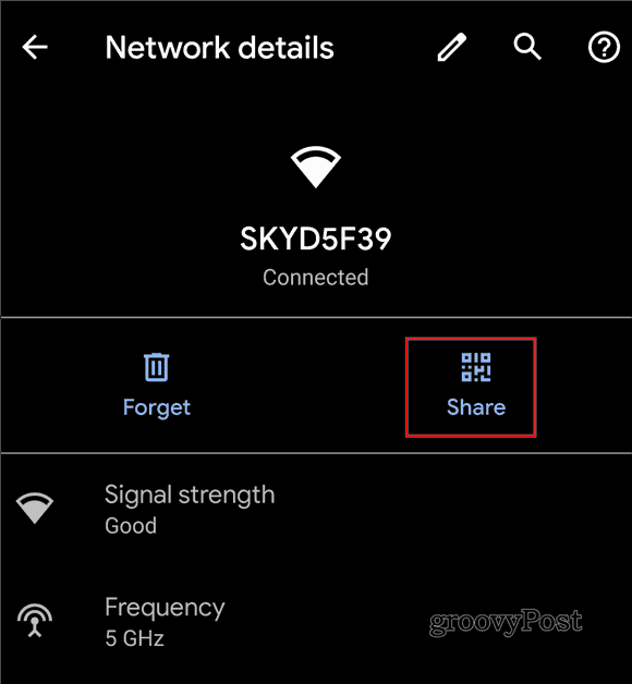 Android 10 dele WiFi QR-kode delingsskjerm