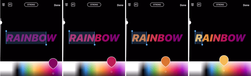lag regnbuetekst i Instagram Stories
