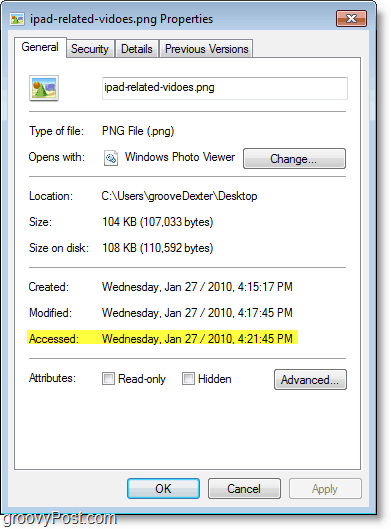 Windows 7-skjermbilde - tilgang til dato oppdateres ikke veldig bra