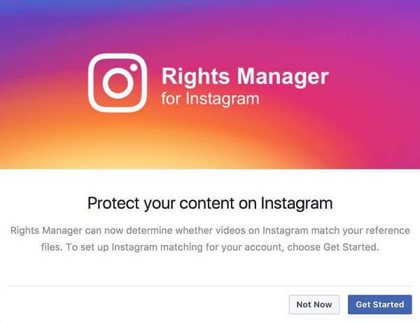 Instagram ser ut til å ha aktivert Rights Manager for Instagram.