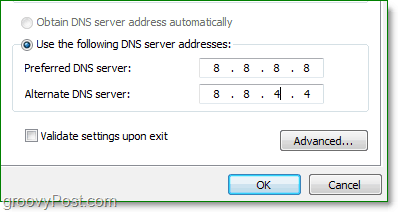 google DNS IP er 8.8.8.8 og alternativet er 8.8.4.4