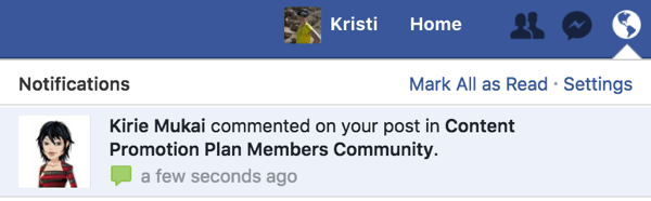 Motta et varsel når noen ber om å bli med i Facebook-gruppen din.