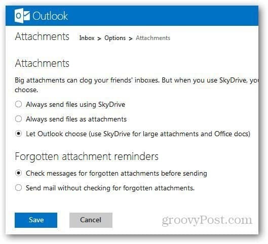 Hvordan håndtere vedlegg i Outlook.com