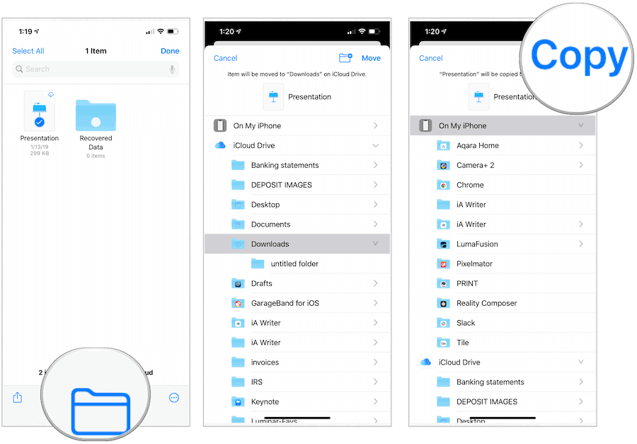 Filer app flytte plasseringen av filen