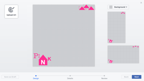 Facebook lar deg laste opp flere design på en enkelt ramme og plassere dem individuelt, noe som er ekstremt nyttig med tanke på de to layoutene.